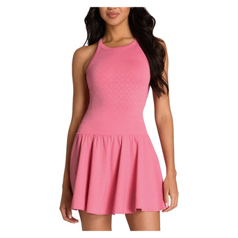 Women's On the Daily Perforated Tennis Dress Chateau Rose, Wilson, Chateau Rose, Tennis Express, WE00194P051001-F26-CHATEAU-ROSE-1