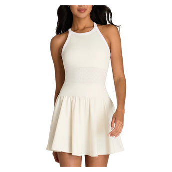 Women's On the Daily Perforated Tennis Dress Sandrift, Wilson, Sandrift, Tennis Express, WE00194W002001-F26-SANDRIFT-1