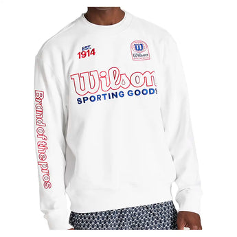 Men's Playstate Tennis Crew Sweatshirt Bright White and Varsity Red,Apparel,Wilson,Bright White/Varsity Red,S,Tennis Express,WN00049W001001-F26-3