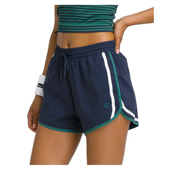 Women's Ellyn Tennis Short Classic Navy and Field Green-Apparel-Wilson-WW00301511DBC-S25-3-Tennis Express