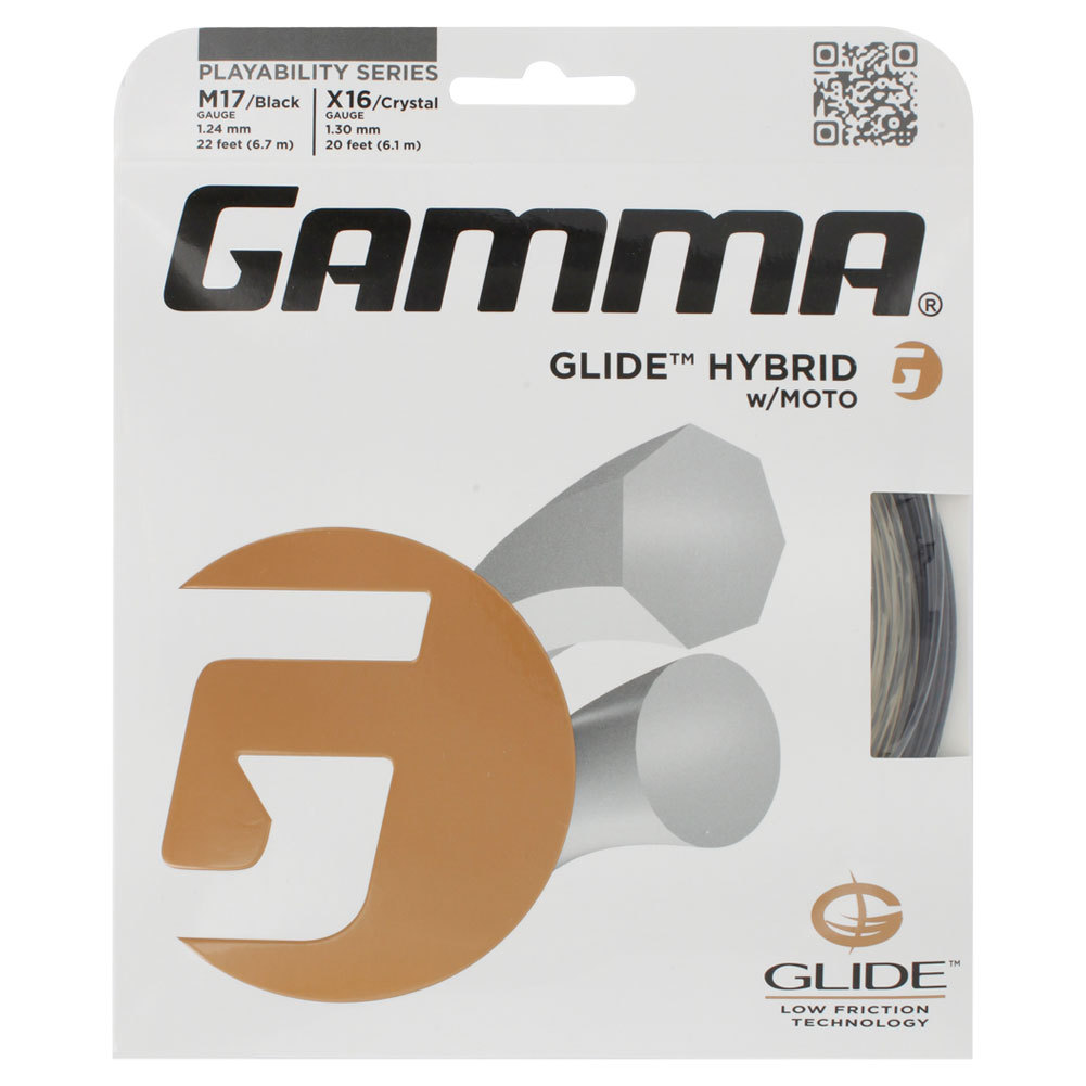 Gamma Glide Hybrid With Moto 17/16G Tennis String Black and Crystal