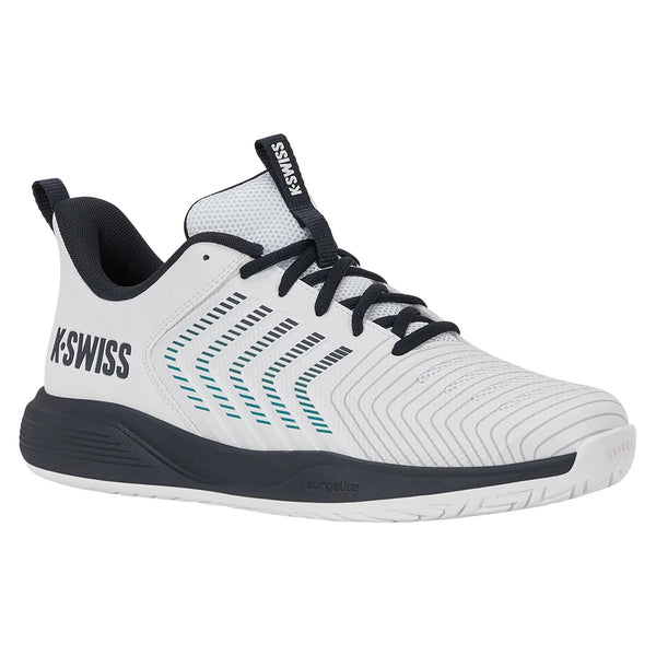 Men's Ultrashot Light Tennis Shoes White and Carbon,Footwear,K-Swiss,White/Carbon,7,Tennis Express,04767-148F26