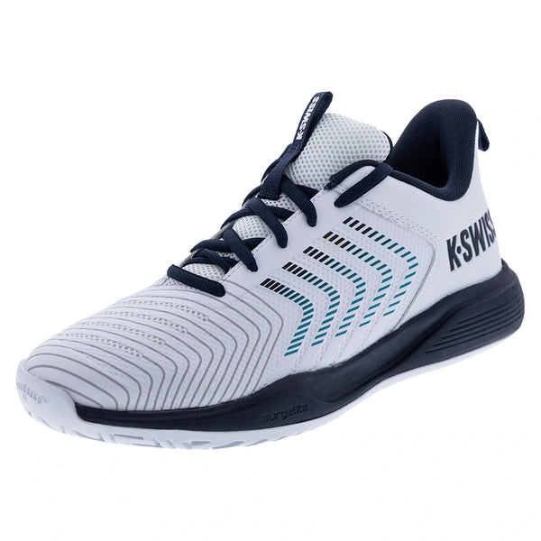 Men's Ultrashot Light Tennis Shoes White and Carbon,Footwear,K-Swiss,White/Carbon,7,Tennis Express,04767-148F26copy