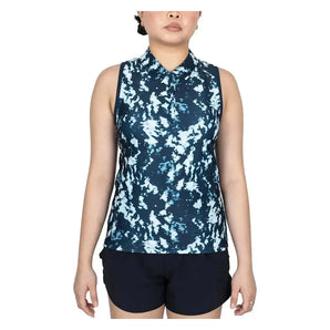 Women's Dri-FIT Victory Sleeveless Print Tennis Polo Armory Navy and White-Apparel-Nike-0M6A9679copy_f24f1842-54de-45e7-8a9b-1cf7cd3d013e-Tennis Express
