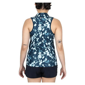 Women's Dri-FIT Victory Sleeveless Print Tennis Polo Armory Navy and White-Apparel-Nike-0M6A9681copy-Tennis Express