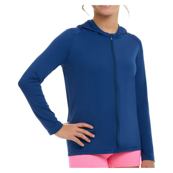 Juniors' Full Zip Tennis Hoodie Navy, BloqUV, Tennis Express, 1003-NVYF26-2