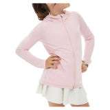 Juniors' Full Zip Tennis Hoodie Tickle Me Pink, BloqUV, Tennis Express, 1003-TMPF26-2