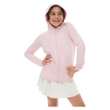 Juniors' Full Zip Tennis Hoodie Tickle Me Pink, BloqUV, Tennis Express, 1003-TMPF26-3