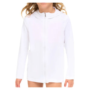 Juniors' Full Zip Tennis Hoodie White, BloqUV, White, Tennis Express, 1003-WHTF26-WHITE-1