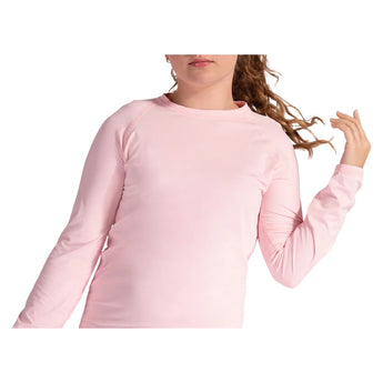 Juniors' Crew Neck Long Sleeve Tennis Top Tickle Me Pink, BloqUV, Tennis Express, 1005-TMPF26-3