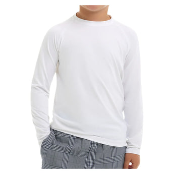 Juniors' Crew Neck Long Sleeve Tennis Top White, BloqUV, Tennis Express, 1005-WHTF26-3