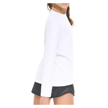Juniors' Crew Neck Long Sleeve Tennis Top White, BloqUV, Tennis Express, 1005-WHTF26-4