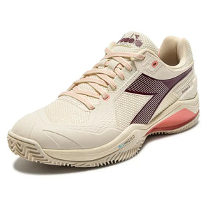 Women's Blushield Torneo 3 Clay Tennis Shoes Whisper White and Maroon-Footwear-Diadora-101.181469_C0184-Tennis Express
