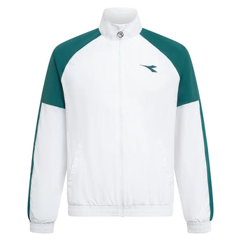 Unisex Match Tennis Track Jacket Optical White and Shaded Spruce-Apparel-Diadora-Optical White/Shaded Spruce-S, [current_file_name-Tennis Express