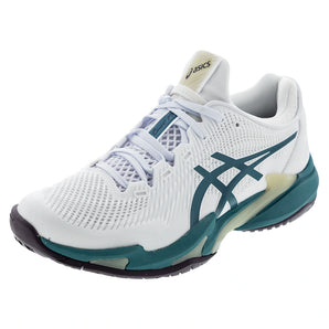 Men's Court FF 3 Tennis Shoes White and Foggy Teal,Footwear,Asics,White/Foggy Teal,6,Tennis Express,1041A370-107F26copy