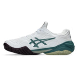 Men's Court FF 3 Tennis Shoes White and Foggy Teal,Footwear,Asics,,,Tennis Express,1041A370_107-1