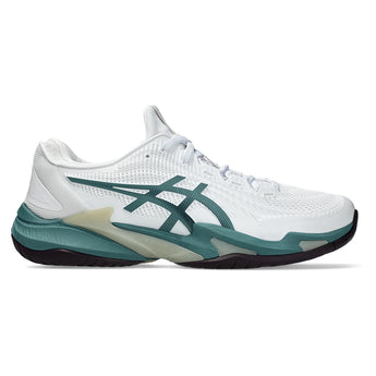 Men's Court FF 3 Tennis Shoes White and Foggy Teal,Footwear,Asics,,,Tennis Express,1041A370_107-2