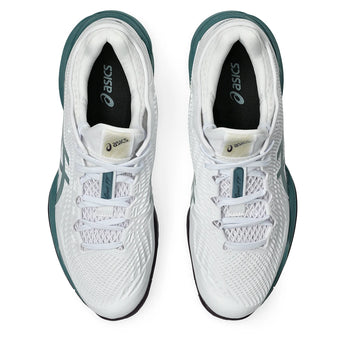 Men's Court FF 3 Tennis Shoes White and Foggy Teal,Footwear,Asics,,,Tennis Express,1041A370_107-3