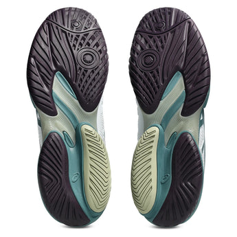 Men's Court FF 3 Tennis Shoes White and Foggy Teal,Footwear,Asics,,,Tennis Express,1041A370_107-6