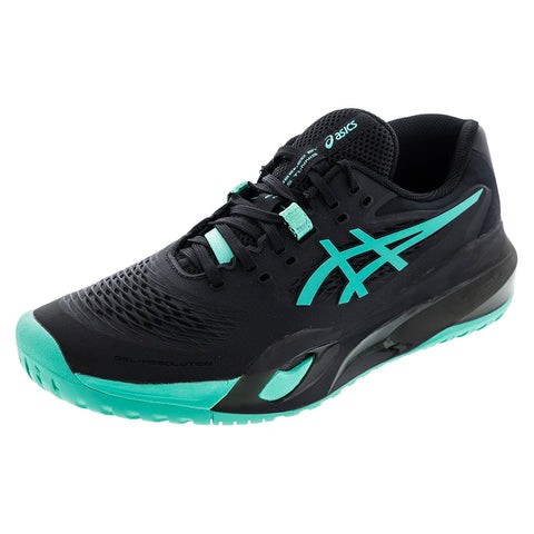 Men's GEL-Resolution X Tennis Shoes Black and Aurora Green