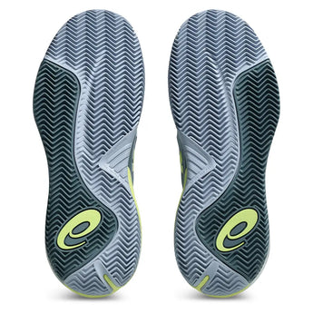 Men's CLAY Court GEL-Resolution X Tennis Shoes Grey Blue and Pistachio,Footwear,Asics,,,Tennis Express,1041A485-402U26-5