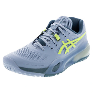 Men's GEL-Resolution X 2E Width Tennis Shoes Grey Blue and Pistachio,Footwear,Asics,7,Grey Blue/Pistachio,Tennis Express,1041A487-402U26
