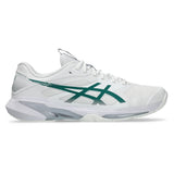 Men's Solution Speed FF 4 Tennis Shoes White and Pitch Green,Footwear,Asics,,,Tennis Express,1041A532_103-2