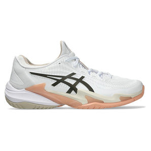 Women's Court FF 3 Tennis Shoes White and Black Coffee,Footwear,Asics,,,Tennis Express,1042A220_108-1
