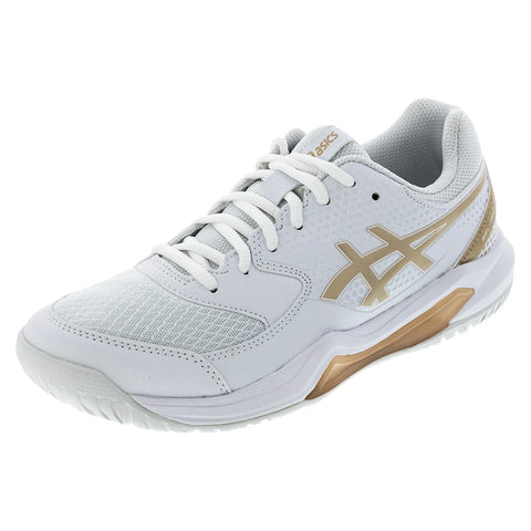 専門店会限定　BDラケット 3AX8DPBP 4U5 ホワイト/ゴールド Women's GEL-Dedicate 8 Pickleball Shoes White and Champagne