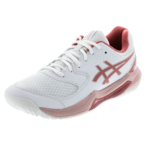 Women's GEL-Dedicate 8 Tennis Shoes White and Rose Rouge-Footwear-Asics-5-WHITE/ROSE_ROUGE, [current_file_name-Tennis Express