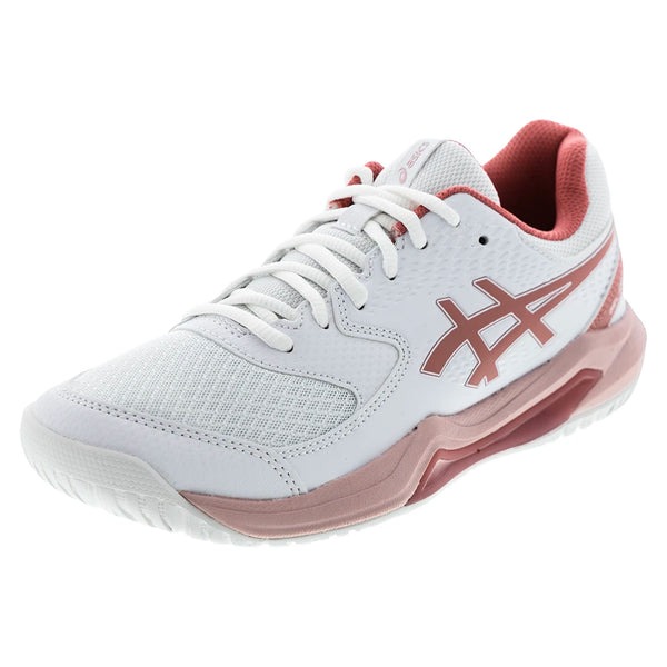 Women's GEL-Dedicate 8 Tennis Shoes White and Rose Rouge-Footwear-Asics-5-WHITE/ROSE_ROUGE, [current_file_name-Tennis Express