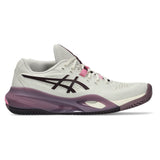 Women's CLAY Court GEL-Resolution X Tennis Shoes Soft Oat and Dark Aubergine,Footwear,Asics,,,Tennis Express,1042A277_250-1