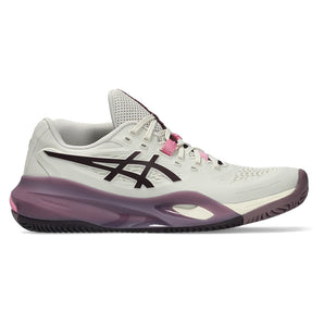Women's CLAY Court GEL-Resolution X Tennis Shoes Soft Oat and Dark Aubergine,Footwear,Asics,,,Tennis Express,1042A277_250-1