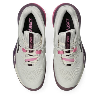 Women's CLAY Court GEL-Resolution X Tennis Shoes Soft Oat and Dark Aubergine,Footwear,Asics,,,Tennis Express,1042A277_250-3