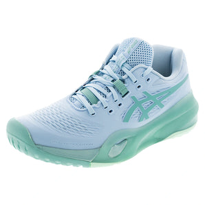 Women's GEL-Resolution X Tennis Shoes Light Blue and Oasis Green,Footwear,Asics,Light Blue/Oasis Green,5,Tennis Express,1042A279-402F26copy