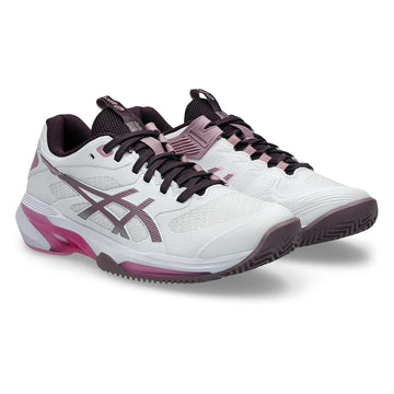 Women's CLAY Court Solution Speed FF 4 Tennis Shoes White and Dusty Mauve