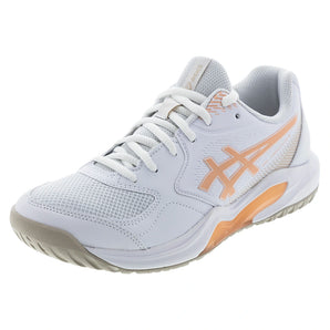 Women's GEL-Dedicate 9 Wide Tennis Shoes White and Cantaloupe,Footwear,Asics,White/Cantaloupe,6,Tennis Express,1042A315-100F26copy