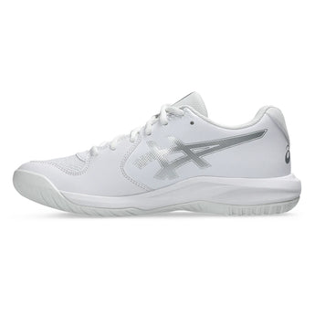 Women's GEL-Dedicate 9 Wide Tennis Shoes White and Pure Silver,Footwear,Asics,,,Tennis Express,1042A315_101-1