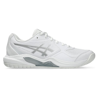 Women's GEL-Dedicate 9 Wide Tennis Shoes White and Pure Silver,Footwear,Asics,,,Tennis Express,1042A315_101-2