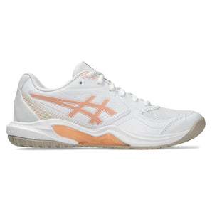 Women's GEL-Dedicate 9 Tennis Shoes White and Cantaloupe,Footwear,Asics,,,Tennis Express,1042A316_100-2