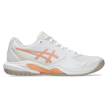 Women's GEL-Dedicate 9 Tennis Shoes White and Cantaloupe,Footwear,Asics,,,Tennis Express,1042A316_100-2