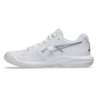 Women's GEL-Dedicate 9 Tennis Shoes White and Pure Silver,Footwear,Asics,,,Tennis Express,1042A316_101-1