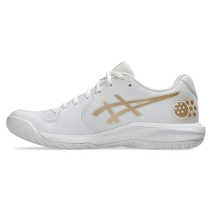 Women's GEL-Dedicate 9 Pickleball Shoes White and Champagne,Footwear,Asics,,,Tennis Express,1042A317_100F26-1