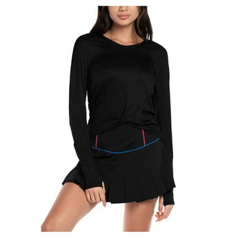 Women's Wrap it Up Long Sleeve Tennis Top-Apparel-Lucky In Love-104973-001_BLACK-L-Tennis Express
