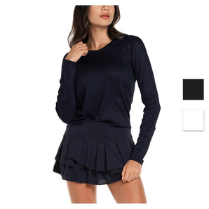 Women's Wrap it Up Long Sleeve Tennis Top-Apparel-Lucky In Love-104973-DEFAULT-L-Tennis Express