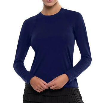 Women's LUV Breeze Long Sleeve Tennis Crew-Apparel-Lucky In Love-105241-401_MIDNIGHT-L-Tennis Express