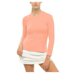 Women's LUV Breeze Long Sleeve Tennis Crew-Apparel-Lucky In Love-105241-805_PEACH_GLOW-L-Tennis Express