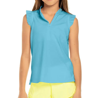 Girls' Pleat Me Up Tennis Tank-Apparel-Lucky In Love-105594-410_OCEAN-L-Tennis Express