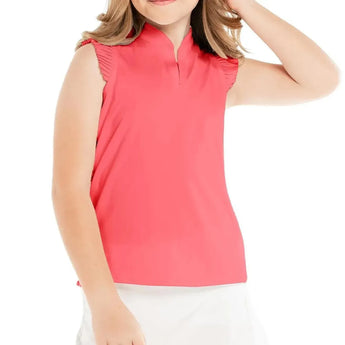 Girls' Pleat Me Up Tennis Tank-Apparel-Lucky In Love-105594-647_CORAL_CRUSH-L-Tennis Express