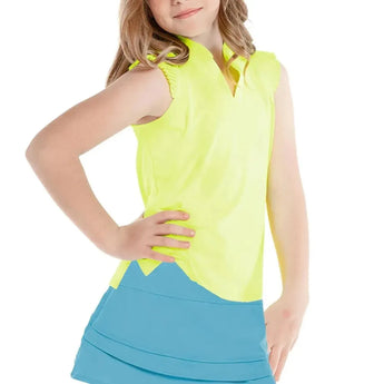 Girls' Pleat Me Up Tennis Tank-Apparel-Lucky In Love-105594-710_NEON_YELLOW-L-Tennis Express